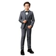 thumbnail image 1 of ETHAN Boys Suit 5PC Wedding Party Vest Tuxedo Dress suit Outerwear Party Vest+Shirt+Tie+Pants Outfits Grey 3T, 1 of 9