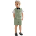 thumbnail image 1 of ETHAN Boys Suit Formal Toddler Suits for Boy 4 Pieces Summer Slim Fit Suit Kids Tuxedo Wedding Vest Shorts Set Sage Green Size 4, 1 of 7