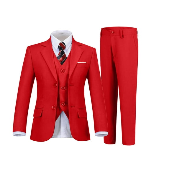 ETHAN Boys Suits 5 Piece Formal Suit Set Slim Fit Formal Dress Clothes Ring Bearer Outfit for Kids 2T