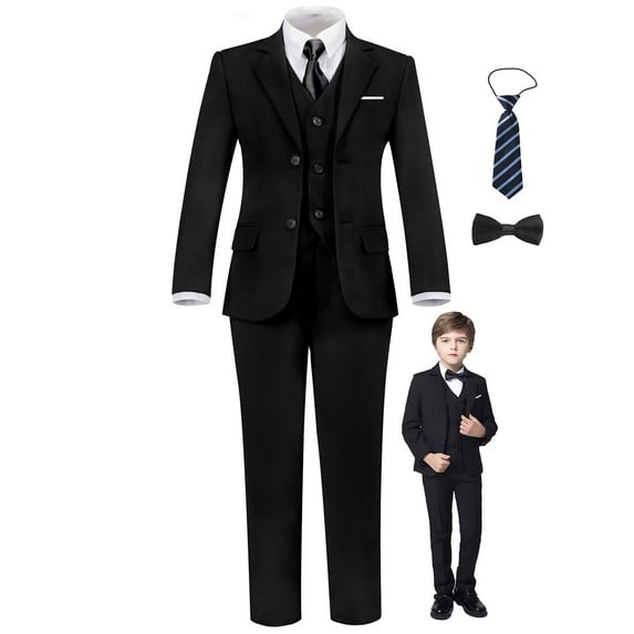 ETHAN Boys' Suits Formal Slim Fit for Wedding Boys Tuxedo Suit for Prom Party Teens Suit Black 12