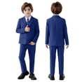 thumbnail image 1 of ETHAN Boys' Suits Slim Fit 5 Pieces Boys Formal Suit Set for Wedding Suit Ring Bearer Suit Deep Royal 3T, 1 of 5