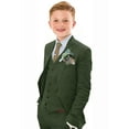 thumbnail image 1 of ETHAN Boys Suits for Wedding Slim Fit 3 Piece Formal Linen Suit for Boys Wedding Ring Bearer Outfit Kids Tuxedo Dresswear Set Size Dark Green 12, 1 of 8