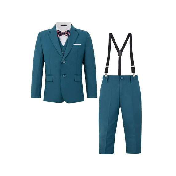 ETHAN Boys Teal Kid Suit for Toddler Teenager Youth Boys Tuxedo Suit Dress Clothes Slim Fit 6 Years