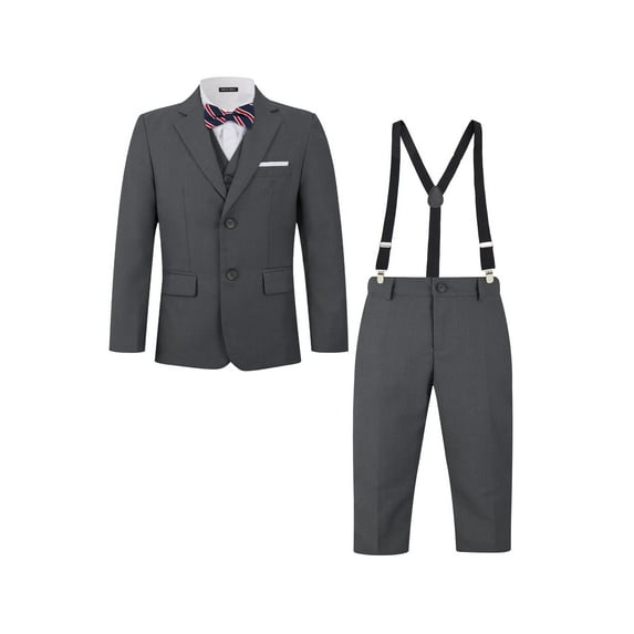 ETHAN Boys Tuxedo Suit Dark Grey and Bianco Boys Suit Easter Suits for Boys 3 Years