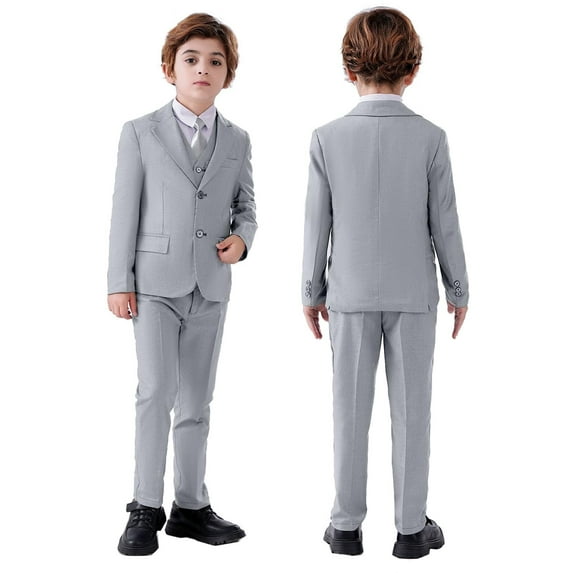 ETHAN Boys Tuxedo Suit for Formal Slim Fit 5 Pieces Vest Dress Pants Blazer Ring Bearer for Young Men Size 10