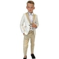 thumbnail image 1 of ETHAN Boys Tuxedo Suit for Kids Slim Fit 3 Piece Wedding Tux for Boys Khaki and Bianco Suits Size 10, 1 of 8