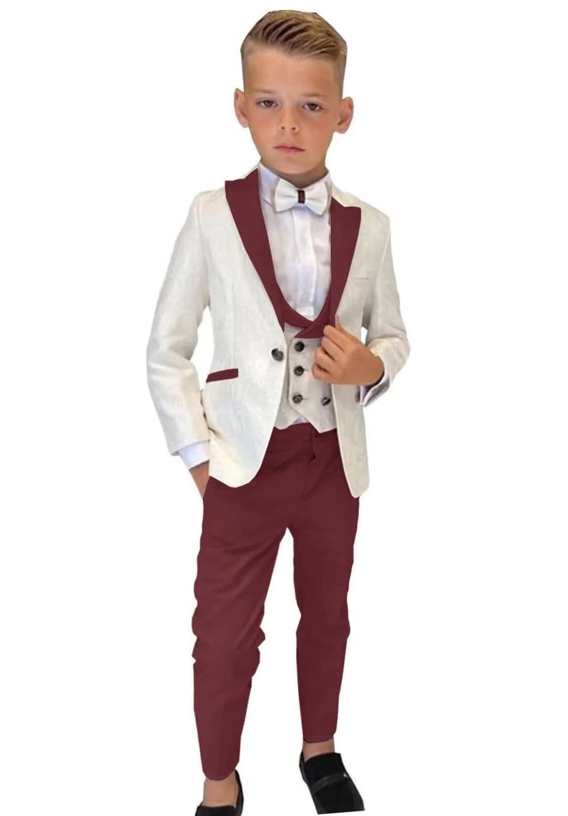 Trajes De Niños Elegantes Boys' 7-Piece Formal Suit Set Tuxedo