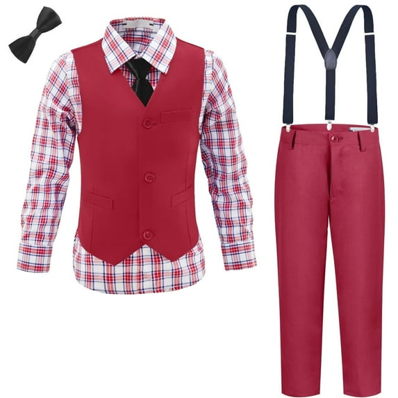 ETHAN Boys Vest and Tie Set Slim Fit Elegant Toddler Wedding Outfit Boys Suit Size 8