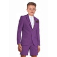 thumbnail image 1 of ETHAN Boys's 2 Piece Slim Fit Suits Set Blazer Short Pants Slim Fit Casual Summer Beach Seersucker Suit Size 4, 1 of 6