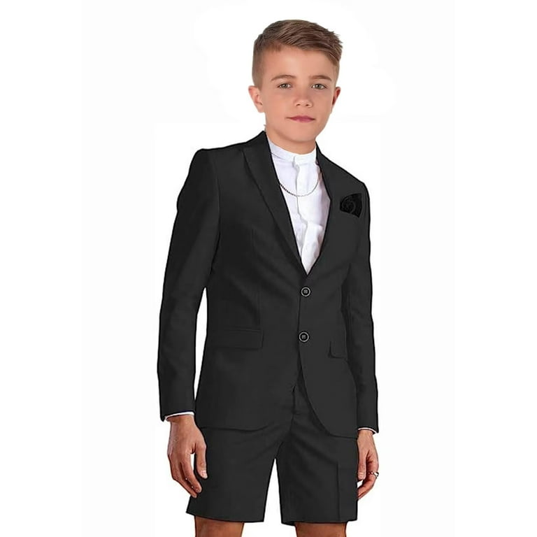 ETHAN Boys s Suit Slim Fit 2 Piece for Teens Double Breasted Suit One Button Formal for Wedding Prom Suits Black 18 Years