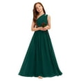 thumbnail image 1 of ETHAN Chiffon One Shoulder Bridesmaid Dress for Wedding Floor-Length A-line Junior Girls Party Gowns Dark Green Size 2, 1 of 7
