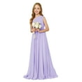thumbnail image 1 of ETHAN Chiffon One Shoulder Bridesmaid Dress for Wedding Floor-Length A-line Junior Girls Party Gowns Lilac Size 4, 1 of 7