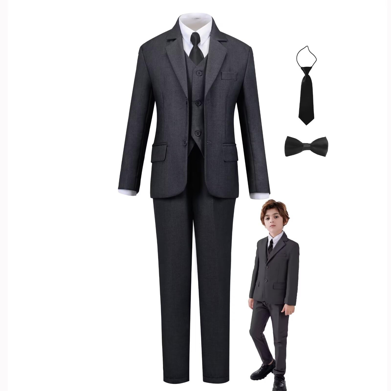 ETHAN Dark Gray Boys' Suits Formal Tuxedo Slim Fit Boys Suit Set for