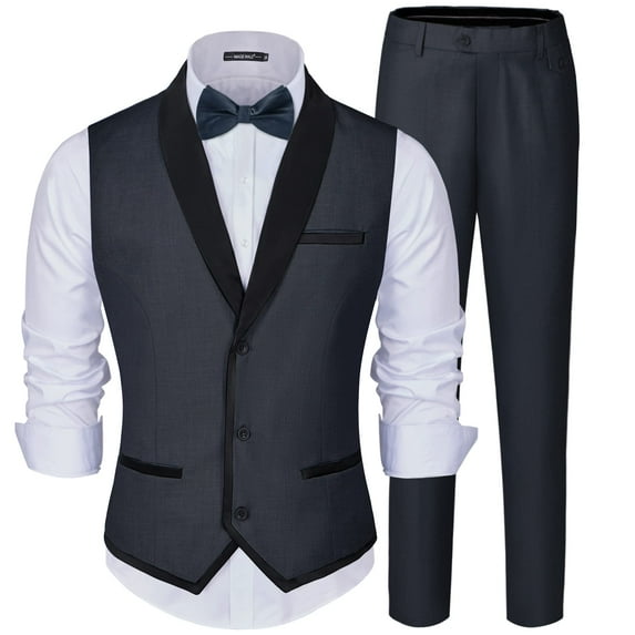 ETHAN Dark Grey Formal Suit for Men Slim Fit 2 Piece Business Suit for Men Size S
