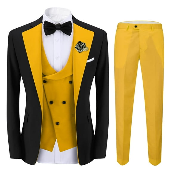 ETHAN Elegant 3PC Slim Fit Suits Solid Color for Wedding Men Business Formal Jacket Vest Pants Dress Suit Dark Green 3XL
