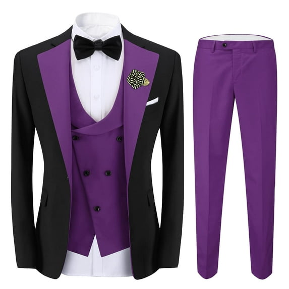 ETHAN Elegant 3PC Slim Fit Suits Solid Color for Wedding Men Business Formal Jacket Vest Pants Dress Suit Dark Green 3XL