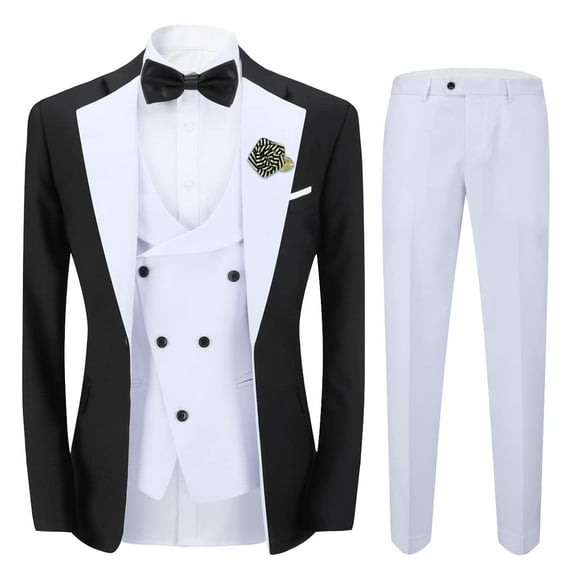 ETHAN Elegant 3PC Slim Fit Suits Solid Color for Wedding Men Business Formal Jacket Vest Pants Dress Suit Dark Green 3XL