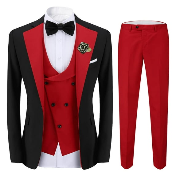 ETHAN Elegant 3PC Slim Fit Suits Solid Color for Wedding Men Business Formal Jacket Vest Pants Dress Suit Dark Green 3XL