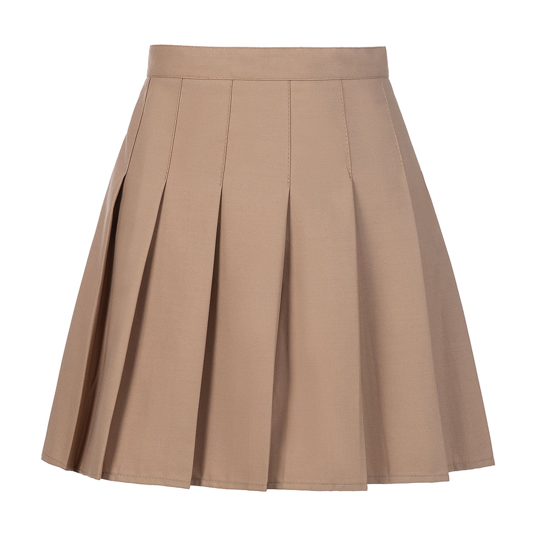 ETHAN Girls Women High Waisted Pleated Skirt Plain Plaid Aline Mini