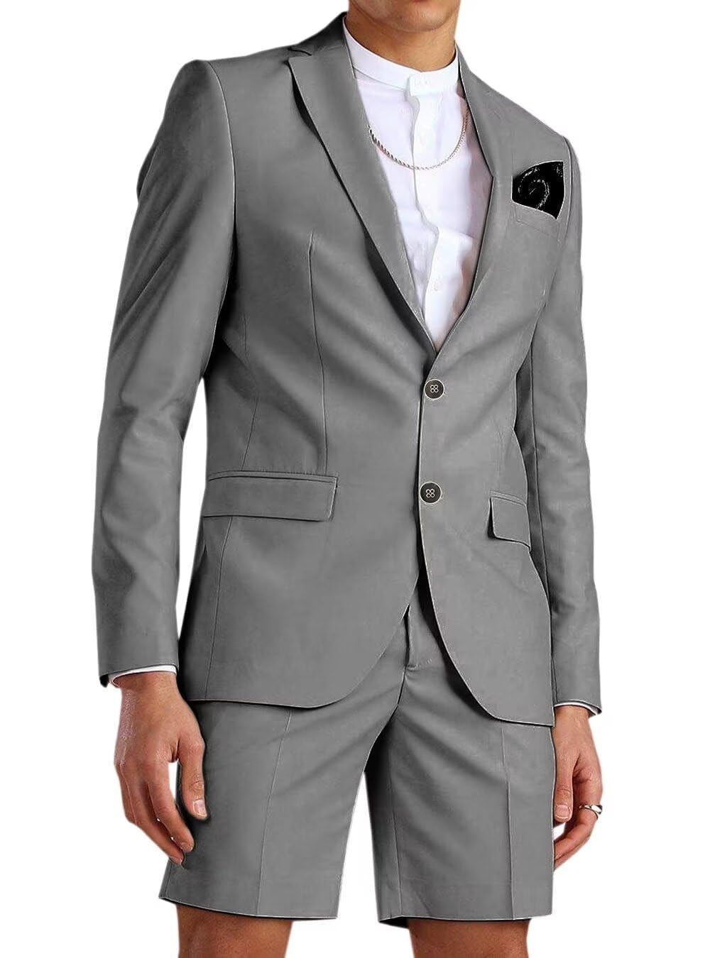 Men's summer business suits with shorts pants set (sport coat Looking) Grey main image 0
