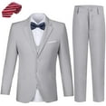 thumbnail image 1 of ETHAN Kids Suit for Boys Church Outfit Wedding Clothes Slim Fit 7 Pieces Boys Formal Outfit Light Gray Size 3T, 1 of 7