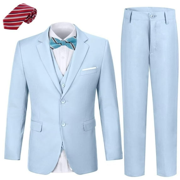 ETHAN Light Blue Suits for Boys 7 Pieces Slim Fit Church Set for Wedding Young Boys Suit Size 20