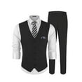 thumbnail image 1 of ETHAN Linen Suits for Wedding Men 2 Piece Suits Groomsmen Tuxedos Summer Beach Prom Vest and Pants Set Black XXS, 1 of 6