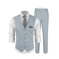 thumbnail image 1 of ETHAN Linen Suits for Wedding Men 2 Piece Suits Groomsmen Tuxedos Summer Beach Prom Vest and Pants Set Blue XS, 1 of 6