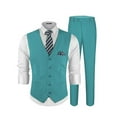 thumbnail image 1 of ETHAN Linen Suits for Wedding Men 2 Piece Suits Groomsmen Tuxedos Summer Beach Prom Vest and Pants Set Teal Green XS, 1 of 6