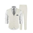 thumbnail image 1 of ETHAN Linen Suits for Wedding Men 2 Piece Suits Groomsmen Tuxedos Summer Beach Prom Vest and Pants Set White 3XL, 1 of 6