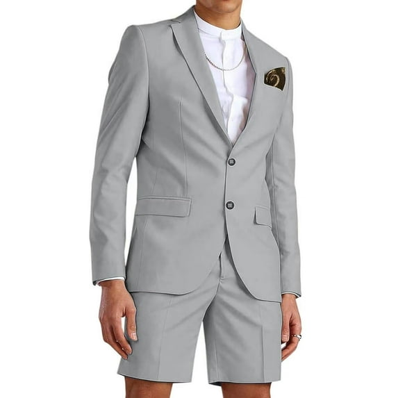 ETHAN Men Suit 2 Piece Groom Tuxedo with Short Pants Fashion Business Mens Summer Wear Suits Sets XL