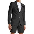 thumbnail image 1 of ETHAN Men's 2 Piece Suit for Wedding Clothes Two Button Slim Fit Blazer and Short Pants Set Black 5XL, 1 of 10