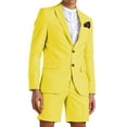 thumbnail image 1 of ETHAN Men's 2 Piece Suit for Wedding Clothes Two Button Slim Fit Blazer and Short Pants Set Yellow 5XL, 1 of 10
