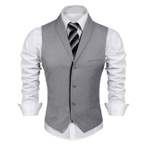 ETHAN Men's Suit Vests Dress Grey Suit for Men Formal Vest Elegant Victorian Vest Men Size L