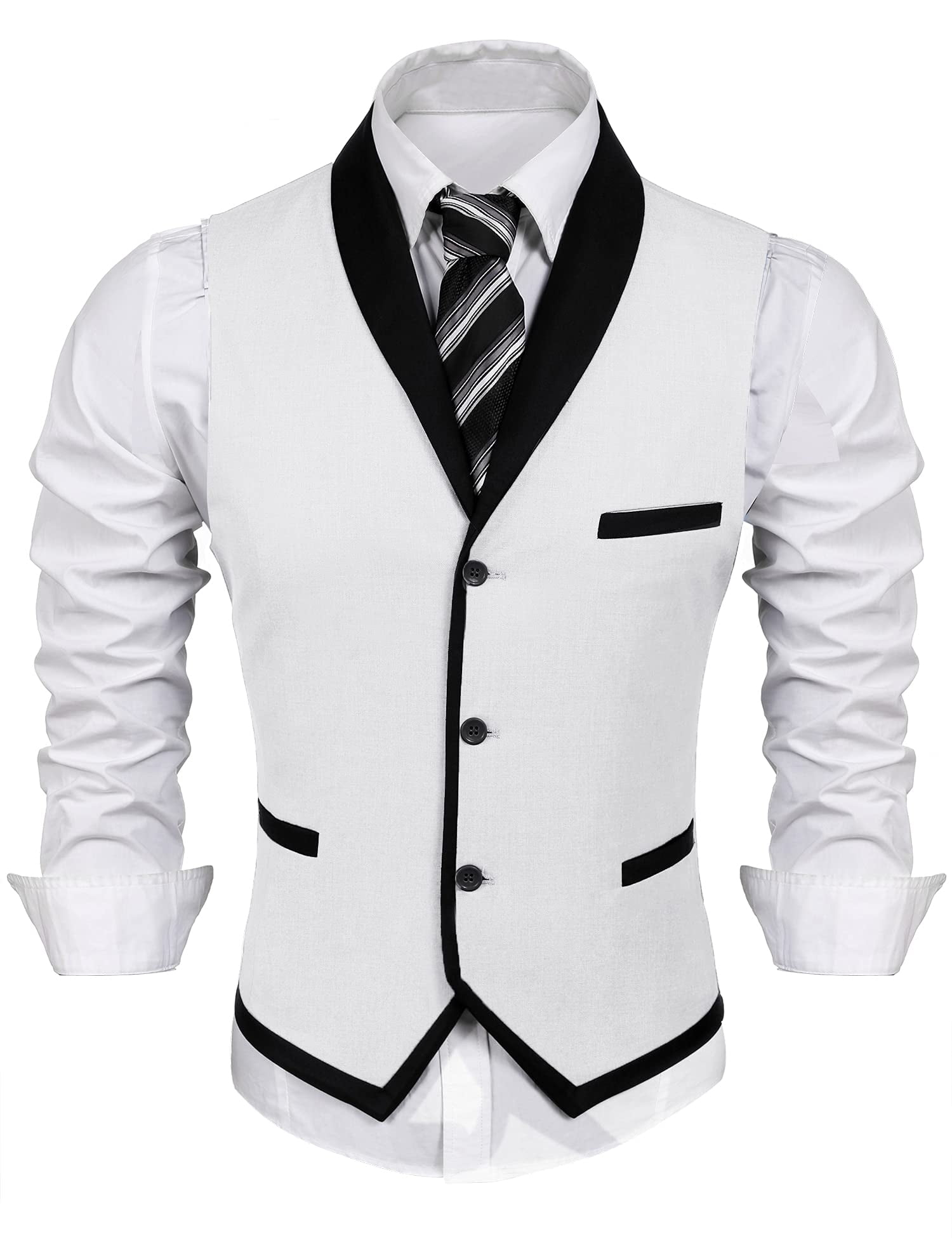 ETHAN Men's Suit Vests Dress White Suit for Men Formal Vest Elegant ...