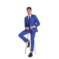 thumbnail image 1 of ETHAN Mens 3-Piece Suit Set Solid Polyester Slim Line for Career Fair Conference Presentation Set Black Royal Blue, 1 of 7