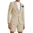 thumbnail image 1 of ETHAN Mens Beige Suits 2 Piece Short Suits for Men Short Suits for Men Prom Wedding Big and Tall XXL, 1 of 10
