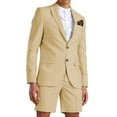 thumbnail image 1 of ETHAN Mens Champagne Suits 2 Piece Short Suits for Men Short Suits for Men Prom Wedding Big and Tall XXL, 1 of 10
