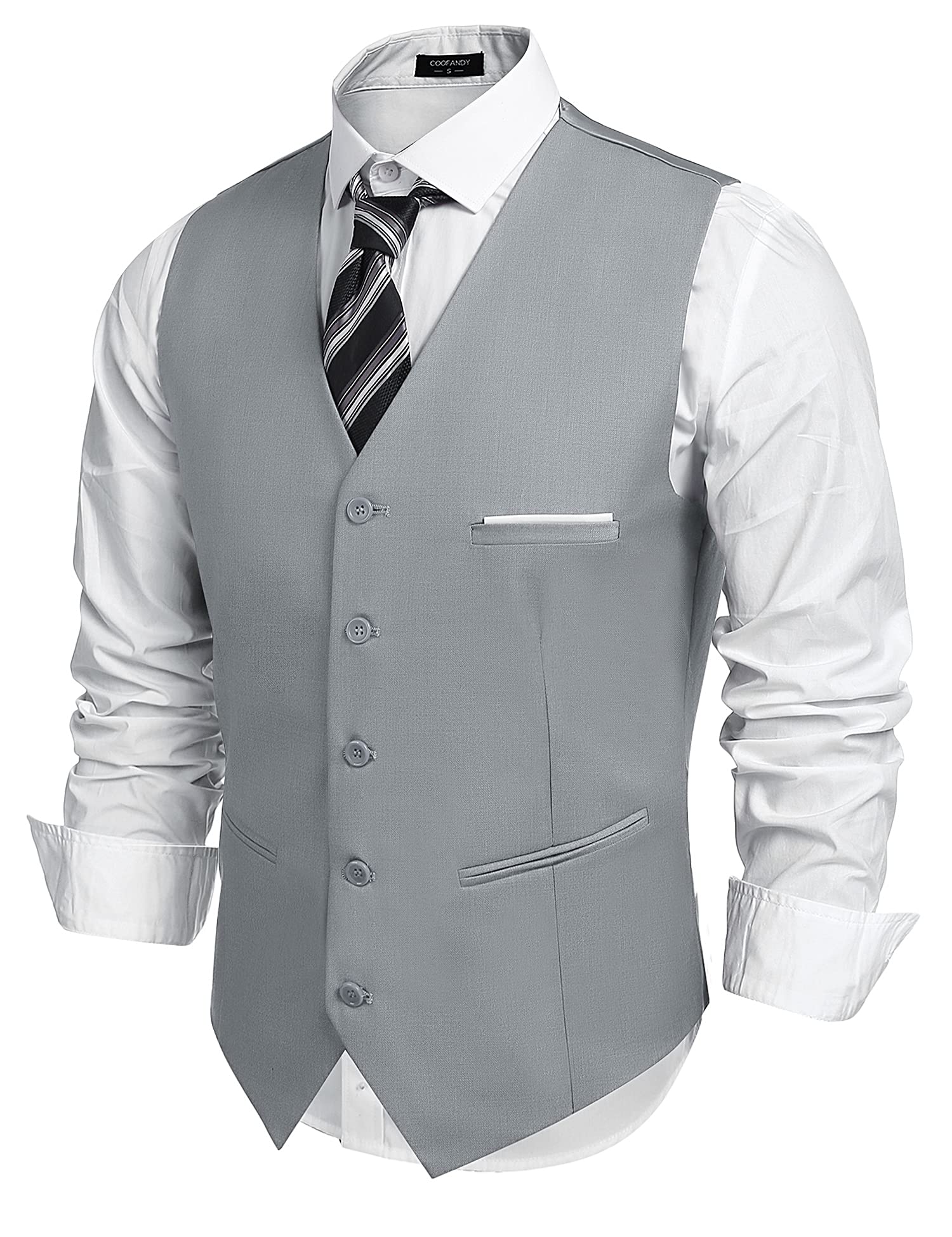 ETHAN Mens Light Gray Waistcoat Vest Business Suit for