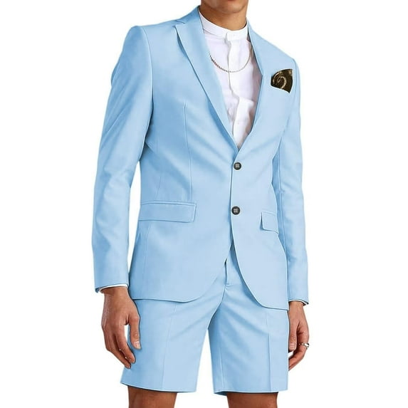 ETHAN Mens Shorts Suits for Summer Beach Wedding 2 Piece Slim Fit Blazer and Short Pants Suit for Young Mens XS