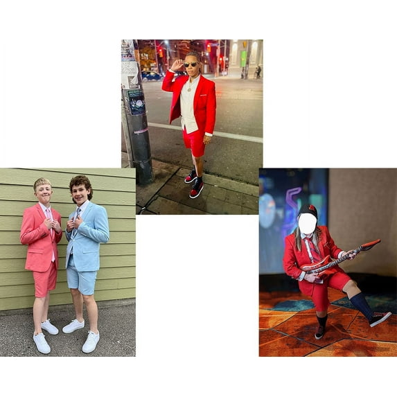 ETHAN Mens Shorts Suits for Summer Beach Wedding 2 Piece Slim Fit Blazer and Short Pants Suit for Young Mens XS