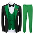 thumbnail image 1 of ETHAN Mens Slim Suits Mens 3 Piece Suit Single Breasted Vest Jacket Pants Sets Dark Green XXS, 1 of 10