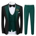 thumbnail image 1 of ETHAN Mens Slim Suits Plaid 3 Pieces Polyester for Wedding Business Party Jacket Vest Pants Navy L, 1 of 10