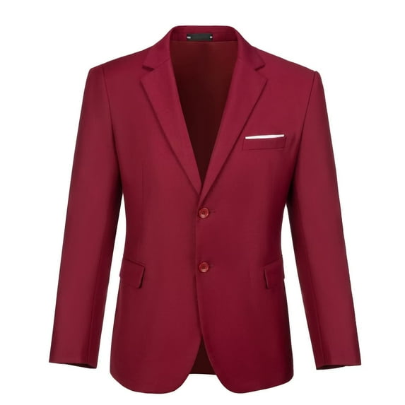 ETHAN Mens Suit Jackets Casual Two Button Slim Fit Blazers Suit Separates Coat Sport Coats with Pockets for Wedding Prom Party Burgundy XS