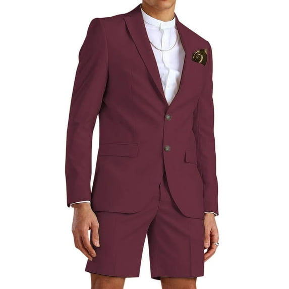 ETHAN Mens Suits 2 Piece Short Suits for Men Wedding Slim Fit Short Suits for Men Prom Wedding Big and Tall XXL
