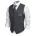 thumbnail image 1 of ETHAN Mens Vests Dress Dark Gray Business Suit for Men Wedding Formal Vest Elegant Size L, 1 of 8
