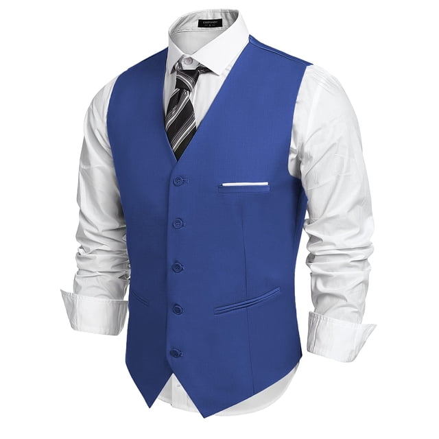 ETHAN Mens Vests Dress Royal Blue Business Suit for Men Wedding Formal ...