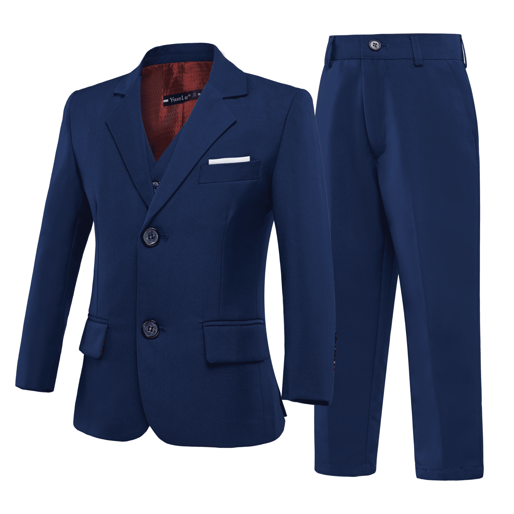 ETHAN Navy Blue Boys Suit Slim Fit for Wedding Dress 3 Piece Boys Suit