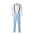 thumbnail image 1 of ETHAN Sky Blue 4 Piece Suit for Prom Simple Shirt Pant Tie Suspenders for Men Adjustable M, 1 of 7