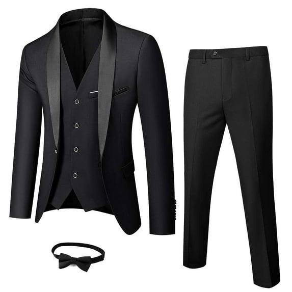 ETHAN Suits for Men Casual Wedding Suits for Men 3 Piece Suits Groomsmen Tuxedos Prom Set for Young Mens Black 6XL